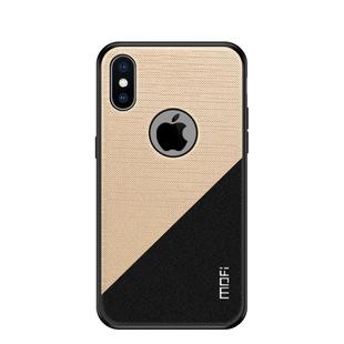 For iPhone XS Max MOFI Shockproof TPU + PC + Cloth Pasted Case (Gold)