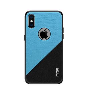 For iPhone XS Max MOFI Shockproof TPU + PC + Cloth Pasted Case (Blue)