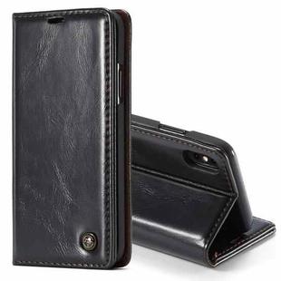 CaseMe Business Style Crazy Horse Texture Horizontal Flip PU Leather Case for iPhone XS Max, with Holder & Card Slots (Black)