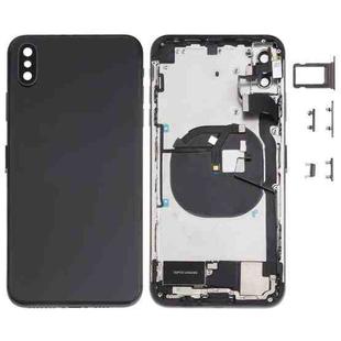 Battery Back Cover Assembly (with Side Keys & Speaker Ringer Buzzer & Motor & Camera Lens & Card Tray & Power Button + Volume Button + Charging Port + Signal Flex Cable & Wireless Charging Module) for iPhone XS Max(Black)