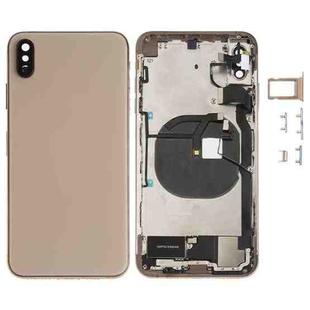 Battery Back Cover Assembly (with Side Keys & Speaker Ringer Buzzer & Motor & Camera Lens & Card Tray & Power Button + Volume Button + Charging Port + Signal Flex Cable & Wireless Charging Module) for iPhone XS Max(Gold)