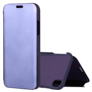 For iPhone XS Max Electroplating Mirror Horizontal Flip Leather Case with Holder (Dark Purple)