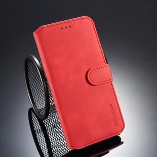 For iPhone XS Max DG.MING Retro Oil Side Horizontal Flip Case with Holder & Card Slots & Wallet (Red)