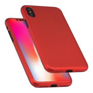 For iPhone XS Max 360 Degrees Full Coverage Detachable PC Case with Tempered Glass Film (Red)