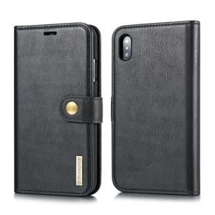 For iPhone XS Max DG.MING Crazy Horse Texture Flip Detachable Magnetic Leather Case with Holder & Card Slots & Wallet (Black)