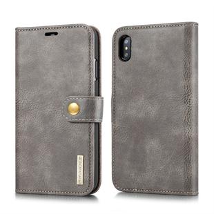 For iPhone XS Max DG.MING Crazy Horse Texture Flip Detachable Magnetic Leather Case with Holder & Card Slots & Wallet (Grey)