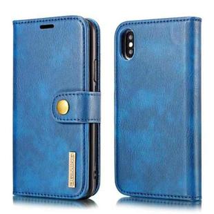 For iPhone XS Max DG.MING Crazy Horse Texture Flip Detachable Magnetic Leather Case with Holder & Card Slots & Wallet (Blue)