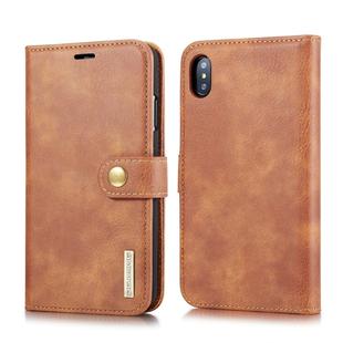For iPhone XS Max DG.MING Crazy Horse Texture Flip Detachable Magnetic Leather Case with Holder & Card Slots & Wallet (Brown)