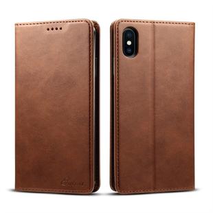 For iPhone XS Max Suteni Calf Texture Horizontal Flip Leather Case with Holder & Card Slots & Wallet(Coffee)