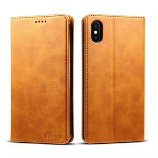 For iPhone XS Max Suteni Calf Texture Horizontal Flip Leather Case with Holder & Card Slots & Wallet(Brown)