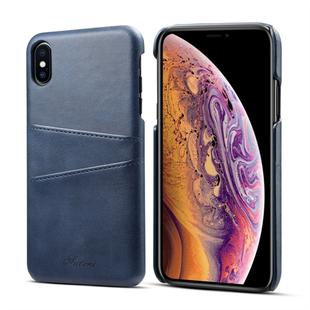For iPhone XS Max Suteni Calf Texture Protective Case with Card Slots(Blue)