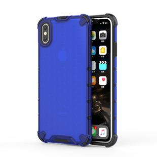 For iPhone XS Max Shockproof Honeycomb PC + TPU Protective Case (Blue)