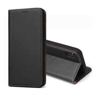 For iPhone XS Max Dermis Texture PU Horizontal Flip Leather Case with Holder & Card Slots & Wallet(Black)