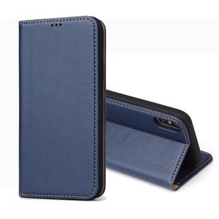For iPhone XS Max Dermis Texture PU Horizontal Flip Leather Case with Holder & Card Slots & Wallet(Blue)