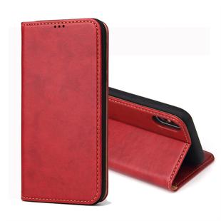 For iPhone XS Max Dermis Texture PU Horizontal Flip Leather Case with Holder & Card Slots & Wallet(Red)