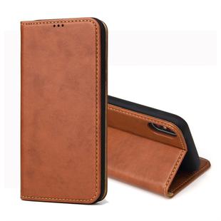 For iPhone XS Max Dermis Texture PU Horizontal Flip Leather Case with Holder & Card Slots & Wallet(Brown)