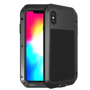 For iPhone XS Max LOVE MEI Powerful Dustproof Shockproof Anti-slip Metal + Silicone Combination Case(Black)