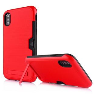 Ultrathin TPU + PC Protective Case for iPhone XS Max, with Card Slot & Holder(Red)
