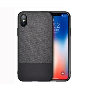 For iPhone XS Max Shockproof Splicing PU + Cloth Protective Case (Black)