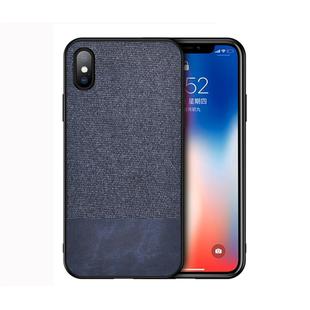 For iPhone XS Max Shockproof Splicing PU + Cloth Protective Case (Blue)