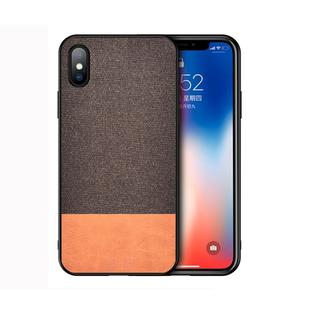 For iPhone XS Max Shockproof Splicing PU + Cloth Protective Case (Brown)
