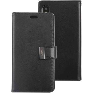 For iPhone XS Max GOOSPERY RICH DIARY Crazy Horse Texture Horizontal Flip Leather Case with Card Slots & Wallet (Black)