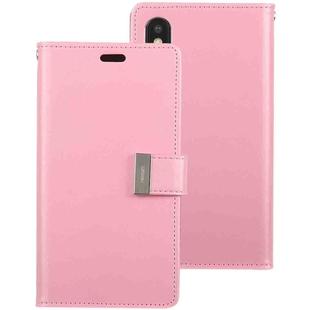 For iPhone XS Max GOOSPERY RICH DIARY Crazy Horse Texture Horizontal Flip Leather Case with Card Slots & Wallet (Pink)