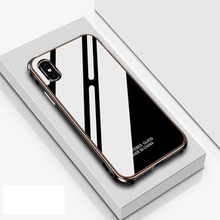 Crystal Cube Shockproof Airbag Tempered Glass + Metal Frame Case for iPhone XS Max (Gold)
