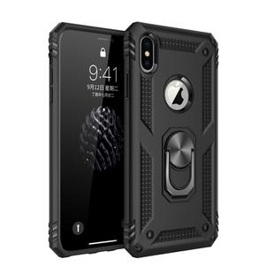 For iPhone XS Max Armor Shockproof TPU + PC Protective Case with 360 Degree Rotation Holder (Black)