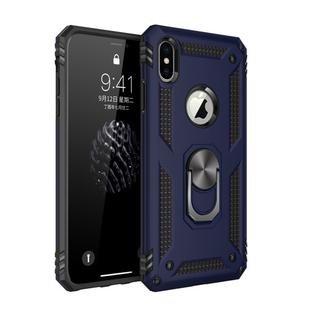 For iPhone XS Max Armor Shockproof TPU + PC Protective Case with 360 Degree Rotation Holder (Blue)