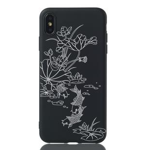 Lotus Pond Painted Pattern Soft TPU Case for iPhone XS Max