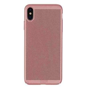 For iPhone XS Max MOFI Honeycomb Texture Breathable PC Shockproof Protective Case (Rose Gold)