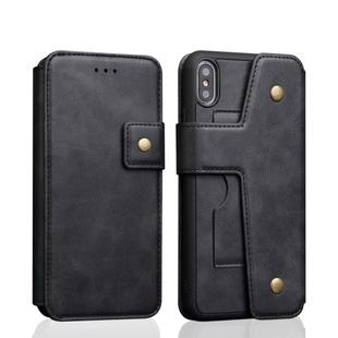For iPhone XS Max Cowhide Texture Magnetic Absorption Detachable Horizontal Flip Leather Case with Holder & Card Slots & Wallet (Black)