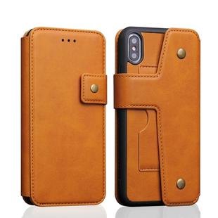 For iPhone XS Max Cowhide Texture Magnetic Absorption Detachable Horizontal Flip Leather Case with Holder & Card Slots & Wallet (Yellow)