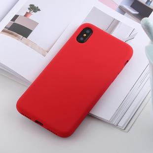 For iPhone XS Max Shockproof Solid Color Liquid Silicone Feel TPU Case (Red)