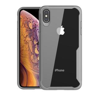 For iPhone XS Max Transparent PC + TPU Full Coverage Shockproof Protective Case(Grey)