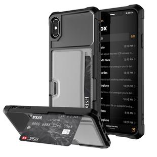 For iPhone XS Max Shockproof Magnetic PC Case with Card Slot (Grey)