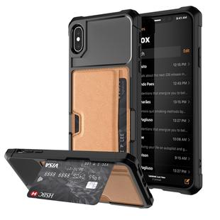 For iPhone XS Max Shockproof Magnetic PC Case with Card Slot (Brown)