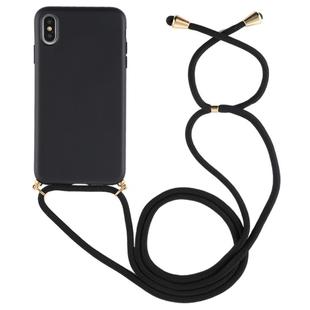 For iPhone XS Max TPU Anti-Fall Mobile Phone Case With Lanyard (Black)