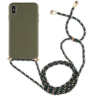 For iPhone XS Max TPU Anti-Fall Mobile Phone Case With Lanyard (Green)