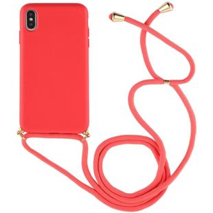 For iPhone XS Max TPU Anti-Fall Mobile Phone Case With Lanyard (Red)