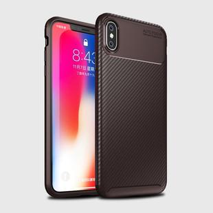 For iPhone XS Max Beetle Shape Carbon Fiber Texture Shockproof TPU Case(Brown)