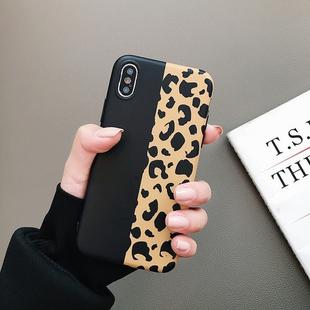 For iPhone XS Max Leopard Pattern Shockproof IMD Scrub Soft TPU Case (Black Yellow)