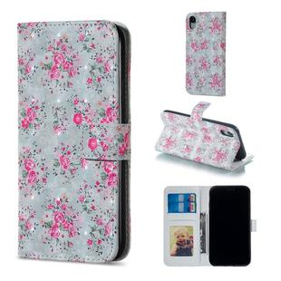 For iPhone XR Rose Pattern Horizontal Flip Leather Case with Holder & Card Slots & Photo Frame & Wallet