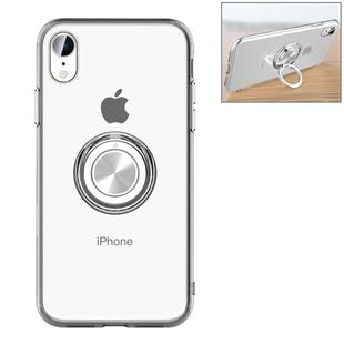 For iPhone XR Transparent TPU Metal Ring Case with Metal Ring Holder(Transparent)