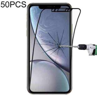 50 PCS 0.1mm 9H Full Screen Flexible Fiber Tempered Glass Film for iPhone 11 / XR(Black)