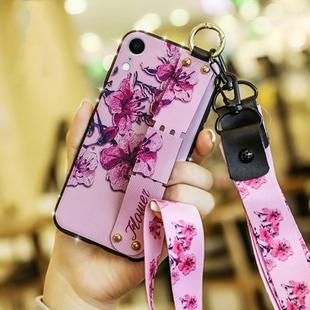 Colorful Painted Shockproof TPU + Cloth Texture Case for iPhone XR(Pink)