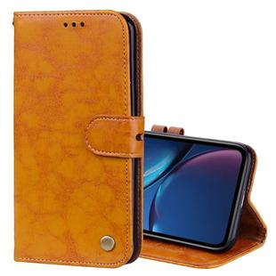 For iPhone XR Business Style Oil Wax Texture Horizontal Flip Leather Case with Holder & Card Slots & Wallet (Yellow)