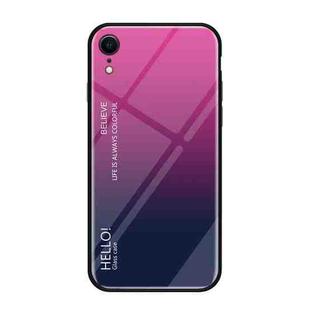 For iPhone XR Gradient Color Glass Case (Magenta)