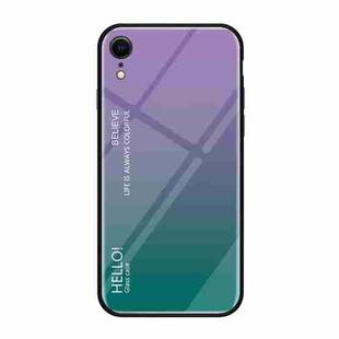 For iPhone XR Gradient Color Glass Case (Purple)